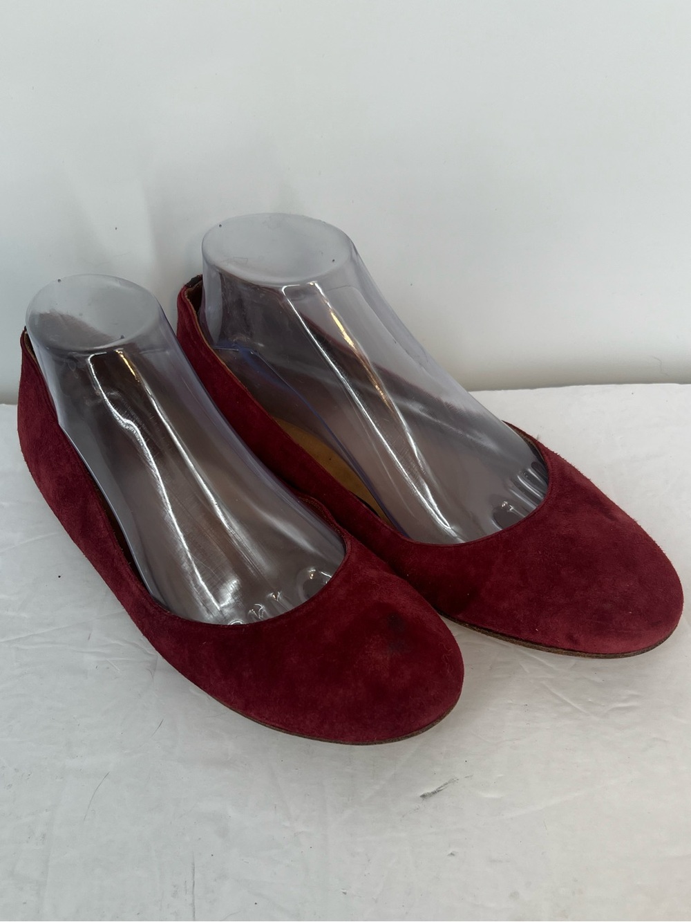 Margaux Burgundy Suede Ballet Flats